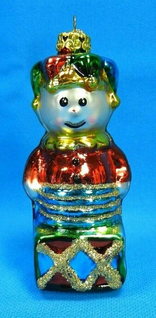 Hand Blown Glass Christmas Ornaments Santa & Jack In The Box Jester 3