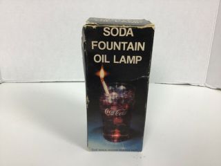 Vintage Old Coke Coca Cola Soda Fountain Oil Lamp,  Cib Rare Advertisement