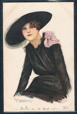 E129 Art Deco A/s Nanni Fashion Lady Woman In Black Hat