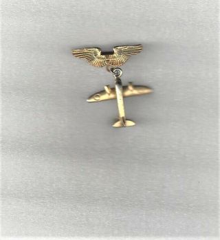 Rare Ster.  Ww2 Army Air Corps Flight Instructor Wings Sweetheart Pin Plane Drop