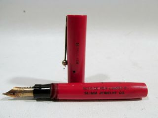 1930s Sheaffer 4.  5” Secretary Flat Top Fountain “service Pen” Cherry Red