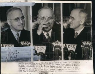1945 Press Photo President Harry Truman Gives World War Ii Speech In Dc