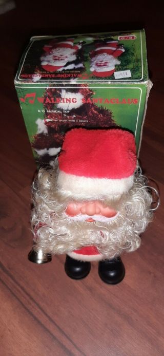 Vintage Walking Musical Santa That Rings A Bell Fast Shippin