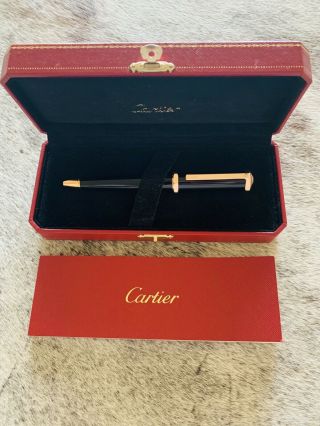 Cartier Ballpoint Pen Santos Dumont Composite Body Color Black Stationary