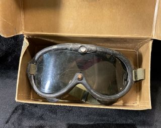 Ww2 World War Ii Military Goggles N - 2 With Extra Red Lense & Box - (u37 - G - 3050)