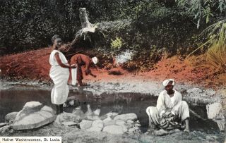 St Lucia,  Bwi Native Women Washing Clothes At Stream C 1904 - 14