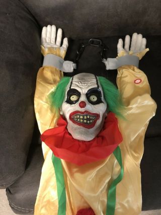 Clown Hanging Animated Creepy Halloween Prop Life Size Talking Shaking