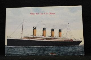 White Star Line Ss Olympic Postcard Sister Ship Of Titanic Info On Back Of Card
