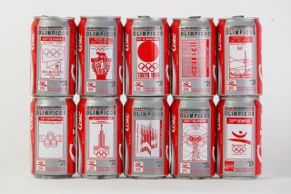 1992 Coca Cola 10 Cans Set From Spain,  Barcelona 