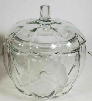 Large Glass Anchor Hocking Pumpkin Jar with Lid.  Halloween Candy Bowl Cookie Jar 2