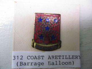 Us Army 312th Coast Artillery (barrage Balloon) Distinctive Unit Insignia (dui)