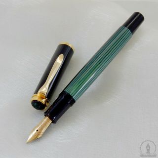 Old Style Pelikan M400 Green Striated Fountain Pen 14c Obb Nib