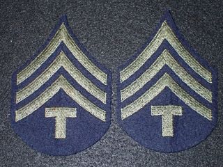 Ww2 Us Army Or Aaf Technician Fourth 4th Grade Rank Insignia Patch Pair