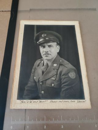 Wwii Empire Studio Photograph Of Soldier In Uniform Signed To Family