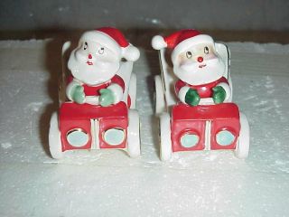 2 Vintage Holt Howard Santa Driving A Car Taper Christmas Candles Orig.  Labels