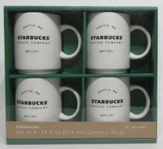 Starbucks Coffee Company 14 Oz Ceramic Mugs Gift Set Set Of 4 - Gift Box