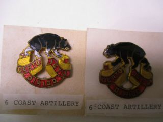 Us Army Wwii Pair 6th Coast Artillery Distinctive Unit Insignia (dui) Pin Back
