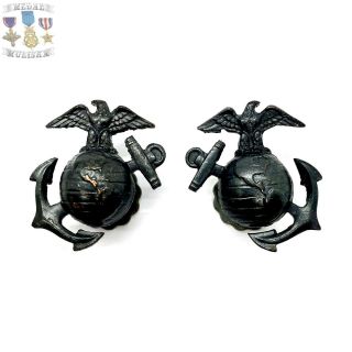 Wwii Us Marine Corps Eagle Globe Anchor Collar Set Insignia Ega Enlisted Usmc 8