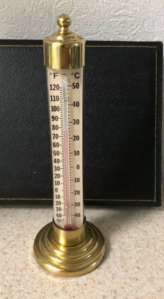 Vintage Conant Custom Brass Burlington Vt.  Thermometer 7 1/2  Tall Usa