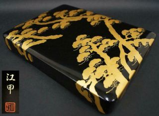 Suzuri Box For Calligraphy Suzuribako Gold & Black Lacquer Wood F/s
