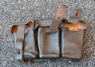 World War Two German Black Pebbled Leather K98 Ammo Pouch