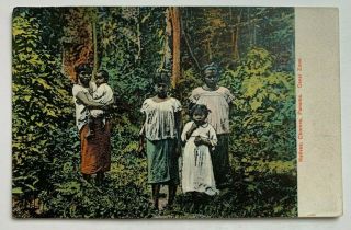 Ca 1900s Postcard Panama Canal Zone Chorera " Natives " Women Children Portrait