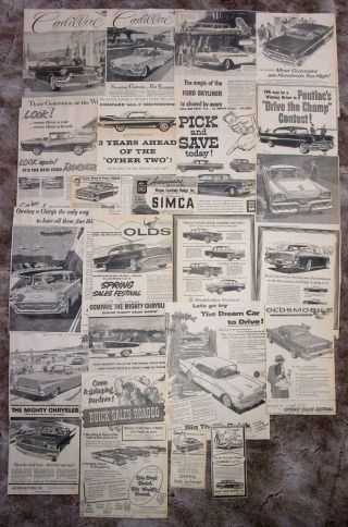 Ford,  Pontiac,  Cadillac,  Mercury,  Olds - - 23 1957 Car Ads