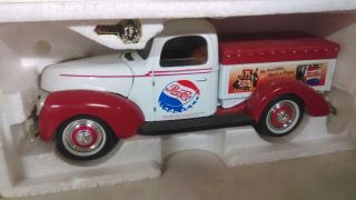White With Red Pepsi Pick - Up Truck Diecast Bank W/key - Displayed Only
