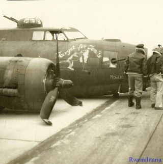 Org.  Nose Art Photo: B - 17 Bomber " Target For Tonite " Crash Landed (1)