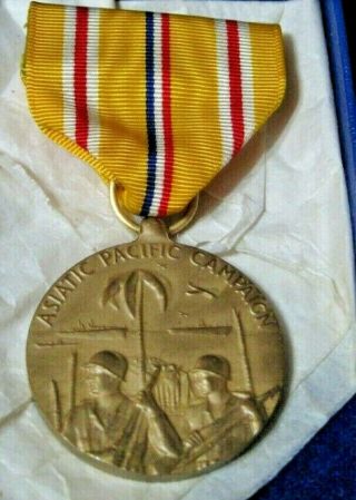 Ww2 Vintage Us Navy S&a Order 28675 Asiatic Pacific Theatre Campaign Medal Mib