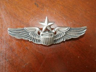 Vintage Antique Wwii Us Military Sterling Silver Senior Pilot Usaaf Wing Badge