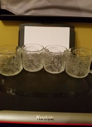 Set Of 4 Vintage 1993 Riddler Mcdonalds Happy Meal Glasses