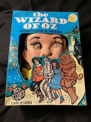 Rare Vintage Ben Cooper The Wizard Of Oz Dorothy Halloween Mask & Costume Iob