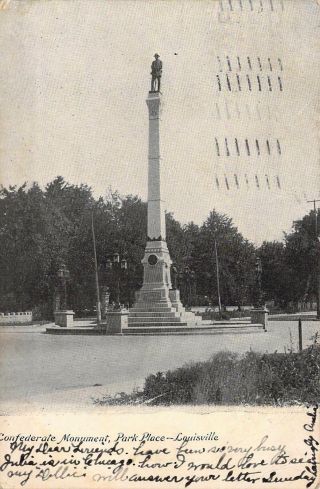 C.  1905,  Civil War,  Confederate Monument,  Louisville,  Ky,  Kentucky,  Old Postcard