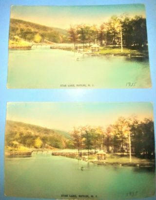 (2) Star Lake Salvation Army Camp,  Butler Nj Hand Colored 1930s Postcard