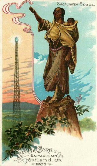 Postcard Sacajawea Statue,  Lewis & Clark Exposition,  Portland,  Oregon 1905