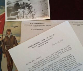 Ww2 Air Force Soldier Killed In Action Photo Letter Maxwell Field Bklt Stamps,