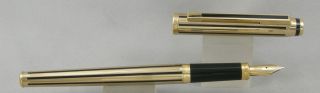 Cross Signature 22kt Gold Plated & Black Striped Lacquer Fountain Pen - 18kt Nib