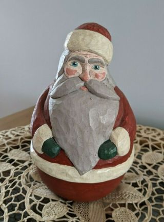 Jack Hughes Folk Art Roly Poly Santa Claus Cast From Signed 1988