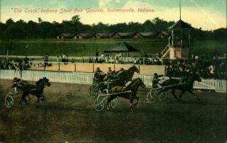 1910 Postcard Harness Horse Racing Indianapolis Indiana State Fair Trotters