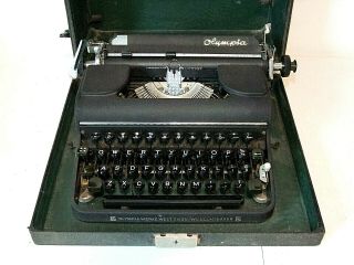 Vintage Olympia Werke West Germany Portable Typewriter With Case,  Black