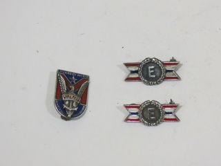 Ww2 " Ships For Victory " Award & Two Army Navy Production Award Sterling Pins