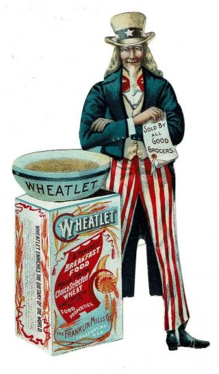 Die Cut Of Uncle Sam Ad For Wheatlet Breakfast Food Franklin Mills Co Patriotic