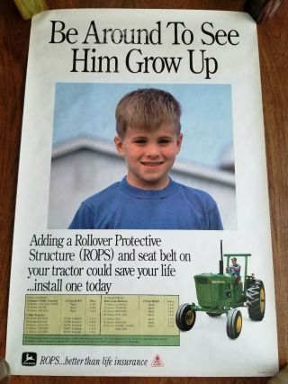 John Deere Rops Safety For Tractors Dealer Showroom Display Poster - 4320 Shown