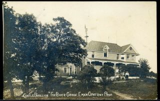 Real Photo Rppc Postcard Castle Pavilion Fox River Grove Illinois 1910 2