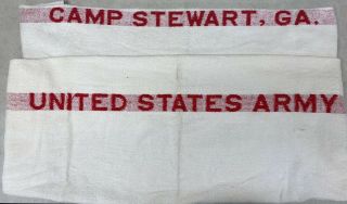 Vintage United States Army Camp Stewart Ga Ww2 Cannon Bath Towels Pair