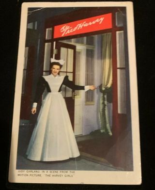 Judy Garland In Scene From The Harvey Girls - C 1940s Fred Harvey Adv Postcard
