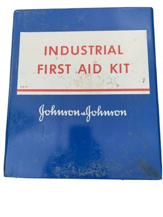 Vintage Johnson & Johnson Industrial First Aid Kit Case Box Wall Mount