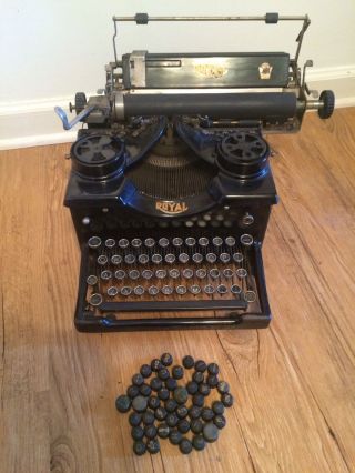 Antique Glass Panel Royal Typewriter With Glass Keys And Key Covers