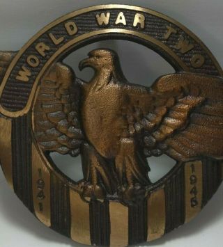 Ww2 Wwii Cast Iron Eagle World War Two 1941 - 1945 Plaque Grave Marker Metal